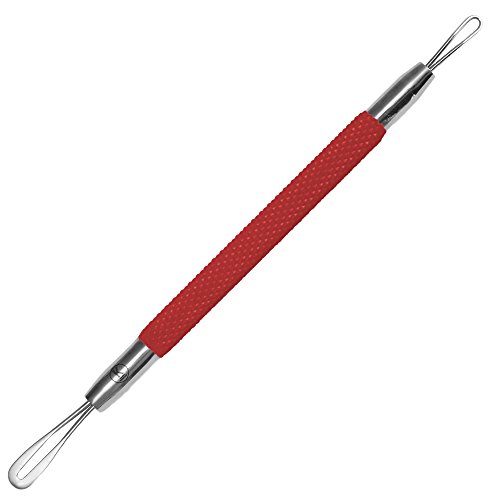 K-Pro Removedor de Acné, Espinillas y Puntos Negros - Lazo de Acero Inoxidable para Remover Comedones (Rojo)