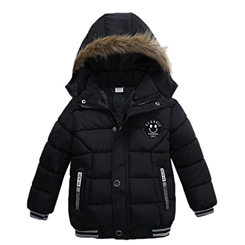 K-youth® Ropa Niño Invierno Sudadera con Capucha Abrigo De Algodón Engrosamiento Chaqueta (Negro, 5 años)