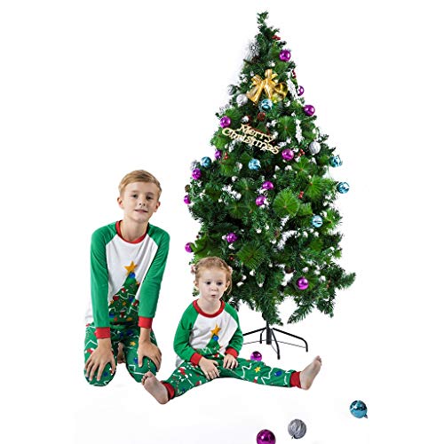 K-Youth Ropa para Padres e Hijos Pijamas de Navidad Familiar Conjuntos Bebe Niño Navidad Disfraz Ropa de Dormir Familiares Ropa Mujer Hombre Bebé Niña Chandal (Niños/Kid árbol de Navidad, 5-6 años)