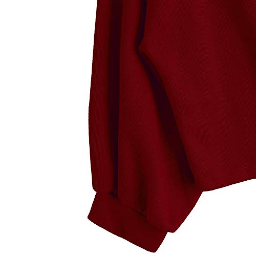 K-youth sudadera mujer Mujer Sudaderas Cortas, Tumblr Cortas Anchas 2018 Otoño Invierno Chicas Ropa Deportiva Moda Manga Larga Blusa Tops Hoodie Sweatshirt(Vino Rojo, L)