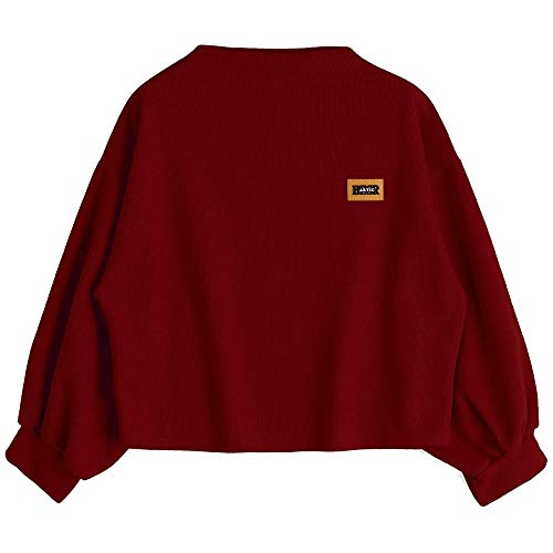 K-youth sudadera mujer Mujer Sudaderas Cortas, Tumblr Cortas Anchas 2018 Otoño Invierno Chicas Ropa Deportiva Moda Manga Larga Blusa Tops Hoodie Sweatshirt(Vino Rojo, L)