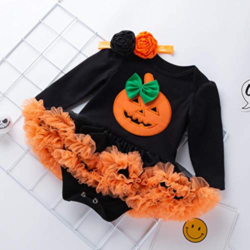 K-youth Vestidos Bebe Niña Bautizo, Ropa Bebe Recien Nacido Niña Bebé Mono Halloween 2018 Ofertas Otoño Invierno Vestido Bebe Ceremonia Tutu Princesa Vestido de niñas(Negro-2,6-12 Meses)