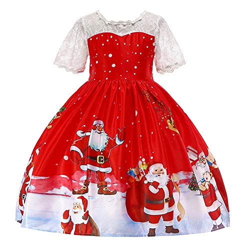 K-youth Vestidos para Niñas De Navidad Vestido de Niña Papá Noel Vestido Navidad Niña Fiesta Disfraces Vestidos de Fiesta para Niñas Elegantes Infantil Ropa para Niña(Rojo4, 6-7 años)