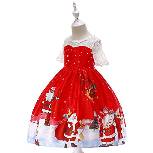 K-youth Vestidos para Niñas De Navidad Vestido de Niña Papá Noel Vestido Navidad Niña Fiesta Disfraces Vestidos de Fiesta para Niñas Elegantes Infantil Ropa para Niña(Rojo4, 6-7 años)