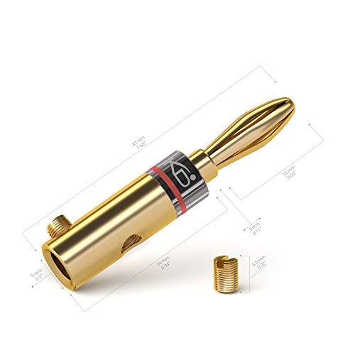 KabelDirekt PRO Series - Conectores banana conectores de 4 mm², 10 parejas, bañados en oro de 24 quilates, para forma flexible el cable a altavoces Hifi, amplificadores)