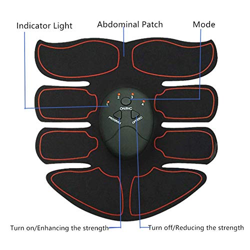 KADDGN ABS Trainer estimulador Muscular, el EMS estimulador Muscular, Abs Entrenador Abdominal Cinturón USB Recargable, con 10 Reemplazo Cojines del Gel