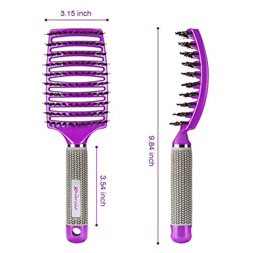 Kaiercat® Cepillo de cerdas de jabalí. mejor en desenredar cabello grueso ventilado para un secado más rápido con cerdas de jabalí 100% naturales para la distribución del aceite en el cabello(púrpura)