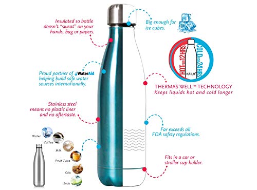KAILH Doble Pared con Aislamiento de Botella Agua de Acero Inoxidable, sin BPA, Botella Agua Gimnasio, Botella Agua Deportiva, Cantimplora de Agua Reutilizable para Niños, Oficina, Yoga, Ciclismo