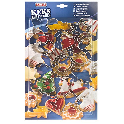 Kaiser Cookie Cutters Juego moldes para Cortar Galletas, Acero Inoxidable, 25 Piezas