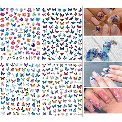 Kalolary 24PCS Nail Art Stickers Uñas Decoración Pegatinas de arte- Mariposa Etiqueta Engomada Del Clavo Tatuaje Tatuajes de Uñas de Verano