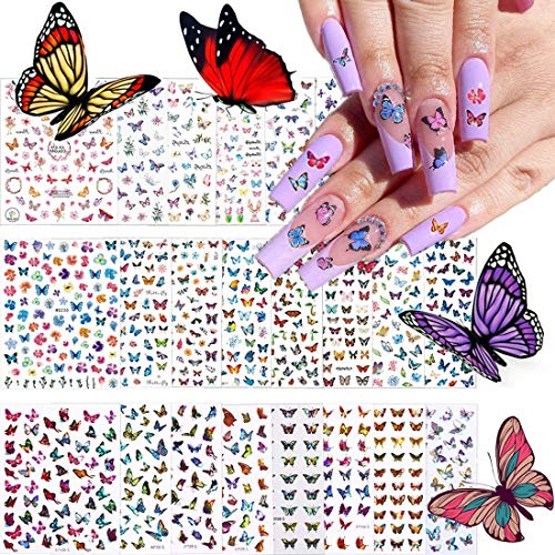 Kalolary 24PCS Nail Art Stickers Uñas Decoración Pegatinas de arte- Mariposa Etiqueta Engomada Del Clavo Tatuaje Tatuajes de Uñas de Verano