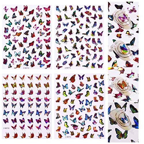 Kalolary 24PCS Nail Art Stickers Uñas Decoración Pegatinas de arte- Mariposa Etiqueta Engomada Del Clavo Tatuaje Tatuajes de Uñas de Verano