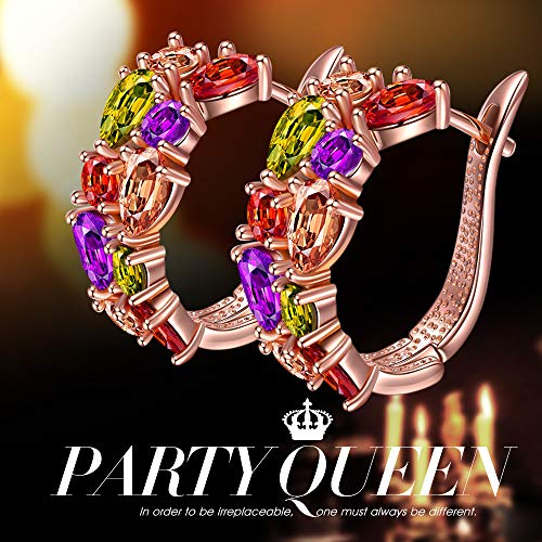 Kami Idea Regalos dia de la Madre Mujer Pendientes de Aro Mona Lisa Chapado en Oro Rosa 5A Zirconia Cúbica Regalos de Madres Joyeria para Aniversario Cumpleaños Ella Su Mamá Chicas Dama Abuela Novia