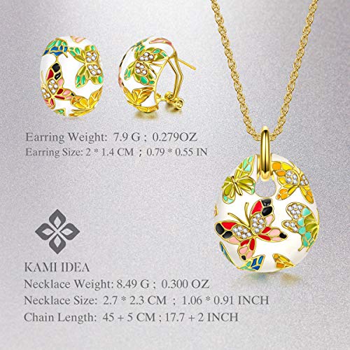 Kami Idea San Valentin Regalos Mujer Conjunto de Joyas Collar Pendientes Esmalte Mariposa Cristales Preciosa Austriacos Regalos de Madres Joyeria para Aniversario Cumpleaños Mamá Chicas Dama Abuela
