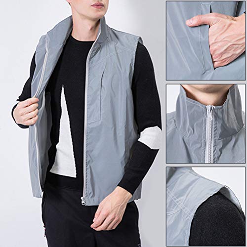 Kampre Chaleco Reflectante de Combate sin Arrugas, Deportivo, Advertencia Nocturna, Adecuado para Ciclismo, Correr, Gris XL.