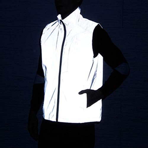 Kampre Chaleco Reflectante de Combate sin Arrugas, Deportivo, Advertencia Nocturna, Adecuado para Ciclismo, Correr, Gris XL.