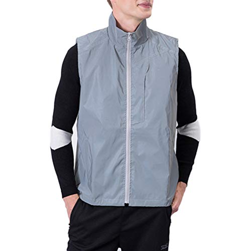 Kampre Chaleco Reflectante de Combate sin Arrugas, Deportivo, Advertencia Nocturna, Adecuado para Ciclismo, Correr, Gris XL.