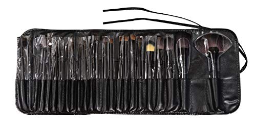 KanCai® 24 piezas pinceles de maquillaje profesional con el juego de manijas de madera - kit de cepillo cosmético con estuche de cuero sintético