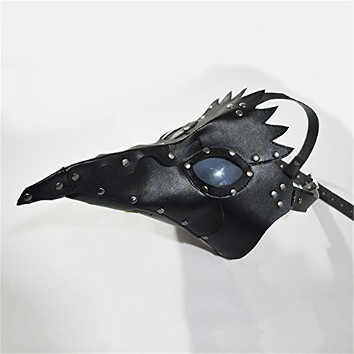 Kangkang@ Máscara de pájaro de la peste negra, máscara de doctor, nariz larga para cosplay, máscara exclusiva gótica steampunk, retro, de cuero, máscara de Halloween (negro)