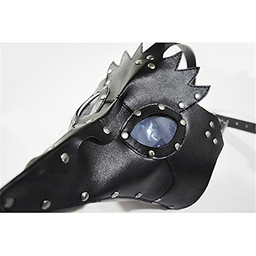 Kangkang@ Máscara de pájaro de la peste negra, máscara de doctor, nariz larga para cosplay, máscara exclusiva gótica steampunk, retro, de cuero, máscara de Halloween (negro)