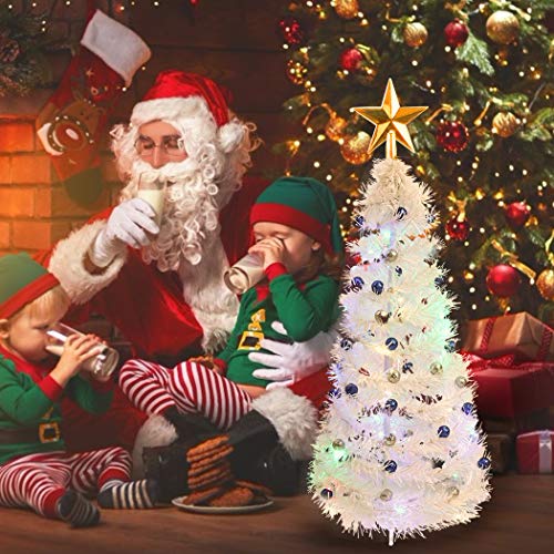 Kapmore pequeño árbol de Navidad de 23.6"mini árbol de Navidad artificial con luces LED, utilizado para exteriores, decoración de fiestas familiares, decoración del hogar, regalos para niños