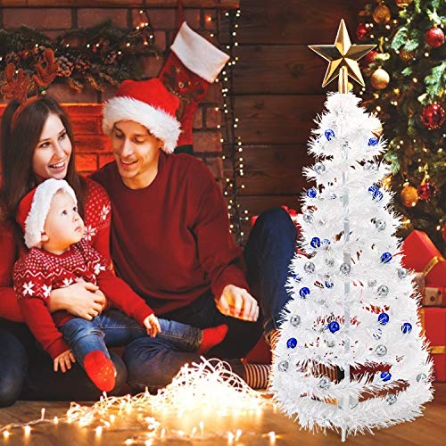 Kapmore pequeño árbol de Navidad de 23.6"mini árbol de Navidad artificial con luces LED, utilizado para exteriores, decoración de fiestas familiares, decoración del hogar, regalos para niños