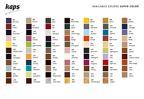 Kaps Tinte para Cuero Natural y Sintético y Textiles, Super Color, 82 Colores Estándar y Metálicos, Bote Grande 500 ml - 16.9 fl. oz. (106 - marrón oscuro)