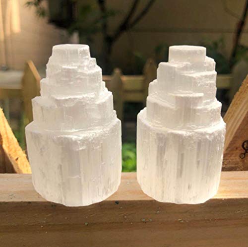 KAPU White Crystals Point Selenite Lamp Tower Healing Stones For,60-70Mm