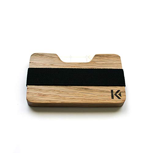 KARCAJ® Kendo - Cartera Tarjetero Minimalista Elaborada en Maderas Nobles para Hombre y Mujer con Capacidad para Tarjetas de Crédito y Billetes (Roble)