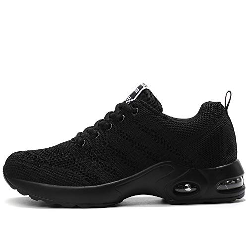 Kashiwu Zapatillas Running para Mujer Aire Libre y Deporte Transpirables Casual Zapatos Gimnasio Correr Sneakers(All Black 36EU)