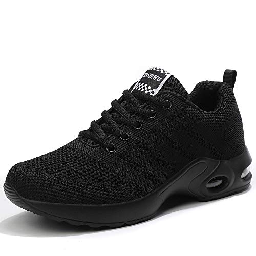 Kashiwu Zapatillas Running para Mujer Aire Libre y Deporte Transpirables Casual Zapatos Gimnasio Correr Sneakers(All Black 36EU)