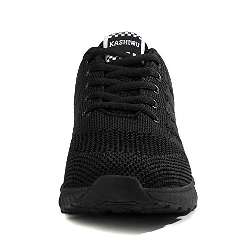 Kashiwu Zapatillas Running para Mujer Aire Libre y Deporte Transpirables Casual Zapatos Gimnasio Correr Sneakers（Black.38EU