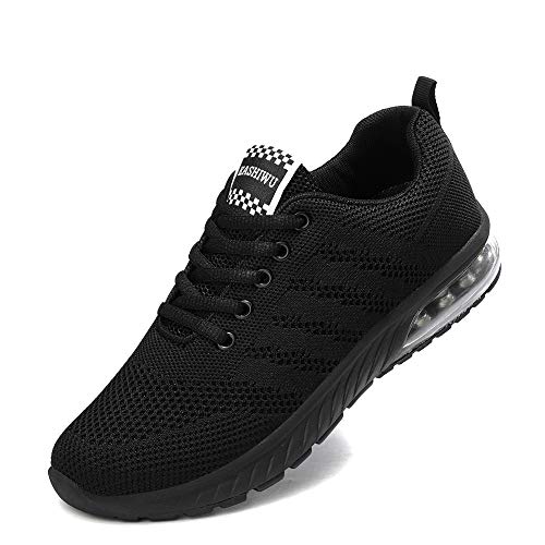 Kashiwu Zapatillas Running para Mujer Aire Libre y Deporte Transpirables Casual Zapatos Gimnasio Correr Sneakers（Black.38EU
