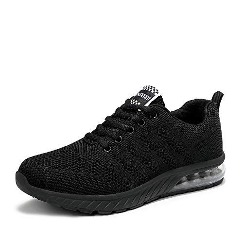 Kashiwu Zapatillas Running para Mujer Aire Libre y Deporte Transpirables Casual Zapatos Gimnasio Correr Sneakers（Black.38EU