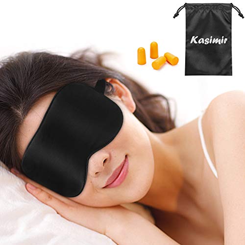 Kasimir Antifaz para Dormir 100% Anti-Luz Opaco Cómoda Agradable para la Piel Tela de Seda Natural Puro y Puros de algodón Relleno Antifaces Máscara Ajustable Antifaces Tapones para los oidos