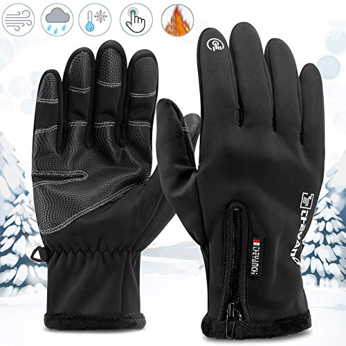 Kasimir Guantes de Invierno Guantes Táctiles Bicicleta Correr al Aire Libre Guantes Calientes con Diseño Antideslizante Esquiar Escalar Triple Impermeable para Hombre y Mujeres L