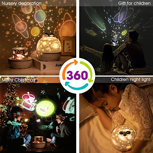 KASTEWILL Proyector Lámpara Estrellas, Niños Lámpara de Noche Bebé 360°Rotación 6 Efectos Iluminación Infantil Proyector 6 Modos Luz de Nocturna para Cumpleaños Día de los Reyes Navidad Dormitorio