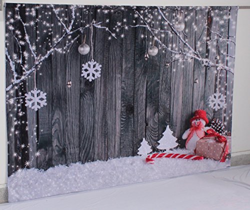 Kate Navidad Telón de Fondo para la fotografía Portátil Gris Wood Wall Nieve Invierno Photo Studio Props Fondo para Niños Fotos del bebé 7x5ft/2.2x1.5m