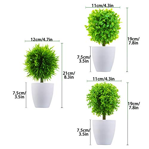 KATELUO Set de 3 Plantas Artificiales con Macetas, Plantas Artificiales Decorativas,Plantas Artificiales para Decoración Cocina/Oficina/Dormitorio/Balcón/Jardin