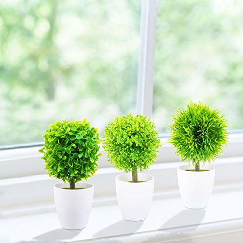 KATELUO Set de 3 Plantas Artificiales con Macetas, Plantas Artificiales Decorativas,Plantas Artificiales para Decoración Cocina/Oficina/Dormitorio/Balcón/Jardin