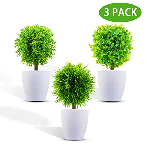 KATELUO Set de 3 Plantas Artificiales con Macetas, Plantas Artificiales Decorativas,Plantas Artificiales para Decoración Cocina/Oficina/Dormitorio/Balcón/Jardin