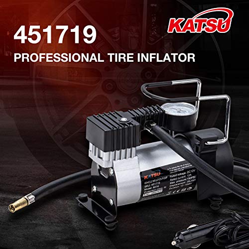 Katsu ® 451719 – Inflador de neumáticos de Coche, compresor de Aire, 12 V Gran relación Precio-Calidad
