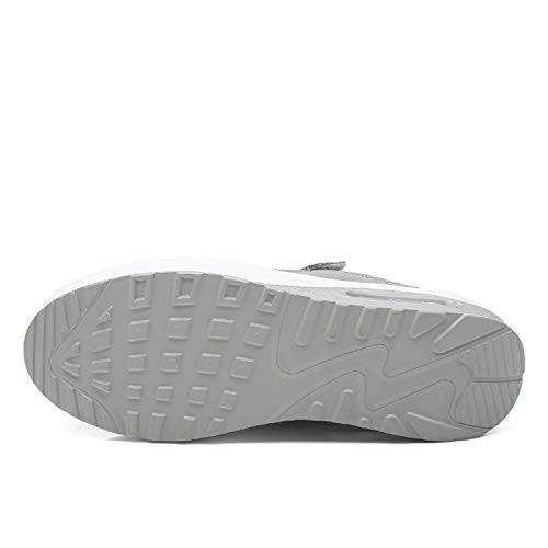 Kauson Mujer Adelgazar Zapatillas de Deporte Cuña Zapatos para Correr Plataforma Sneakers con Cordones Calzado de Malla Air Tacón 5cm Negro Negro Rojo Gris 35-42