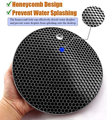 KAVAVO Soportes para ollas de Silicona, Alfombrilla de Silicona Gruesa, Almohadillas Calientes, Resistentes al Calor, Antideslizantes, duraderas, Flexibles, fáciles de Lavar y secar (Negro)