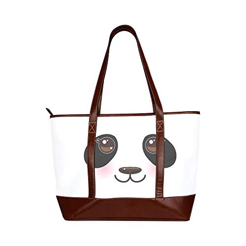 Kawaii Funny Panda Bozal blanco con mejillas rosadas Un bolso de viaje Bolsos de hombro Bolsos de mujer de gran capacidad impresos con cremallera Asa superior