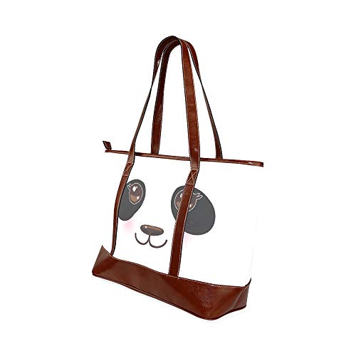Kawaii Funny Panda Bozal blanco con mejillas rosadas Un bolso de viaje Bolsos de hombro Bolsos de mujer de gran capacidad impresos con cremallera Asa superior