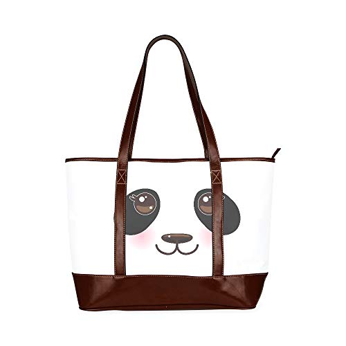 Kawaii Funny Panda Bozal blanco con mejillas rosadas Un bolso de viaje Bolsos de hombro Bolsos de mujer de gran capacidad impresos con cremallera Asa superior