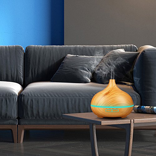 KBAYBO Newkbo 400ml Humidificador Ultrasónico Aromaterapia, Difusor de Aceites Esenciales de Vapor Frío,7-Color LED y 4 Ajustes de Tiempo, Hogar, Oficina,Bebé,Dormitorio y Baño