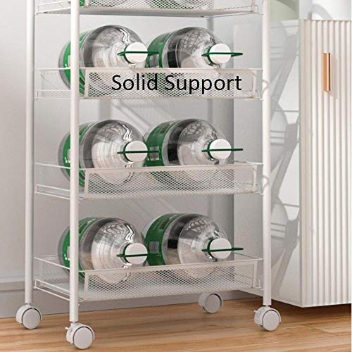 KDBEB 5 Nivel Estante Bano con Ruedas,Blanco Acero Cestas Almacenaje Cocina para Cocina, Hogar, Oficina, Catering, Etc.