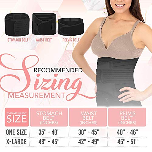 KeaBabies Envoltura De Recuperación De Apoyo del Vientre Posparto 3 en 1 - Banda De Vientre para Posnatal, Embarazo, Maternidad - Fajas para Mujeres Body Shaper (Midnight Black, One Size)